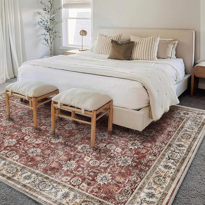 Area Rug 6'x9' Washable Vintage Traditional Floor Cover Thin Retro Kitchen - Image 2