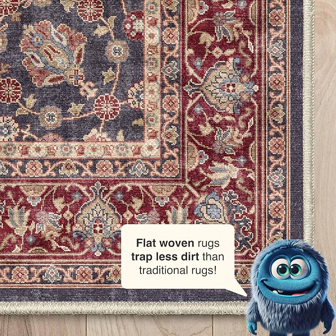 Well Woven Asha Rome Navy Blue Red 7'7" x 9'10" Area Rug - Image 3