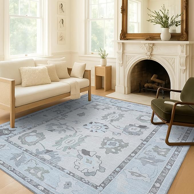 Fame Living Cream Beige Oushak Rug, Modern Small Rugs, Door Mat, Doormat - Image 2