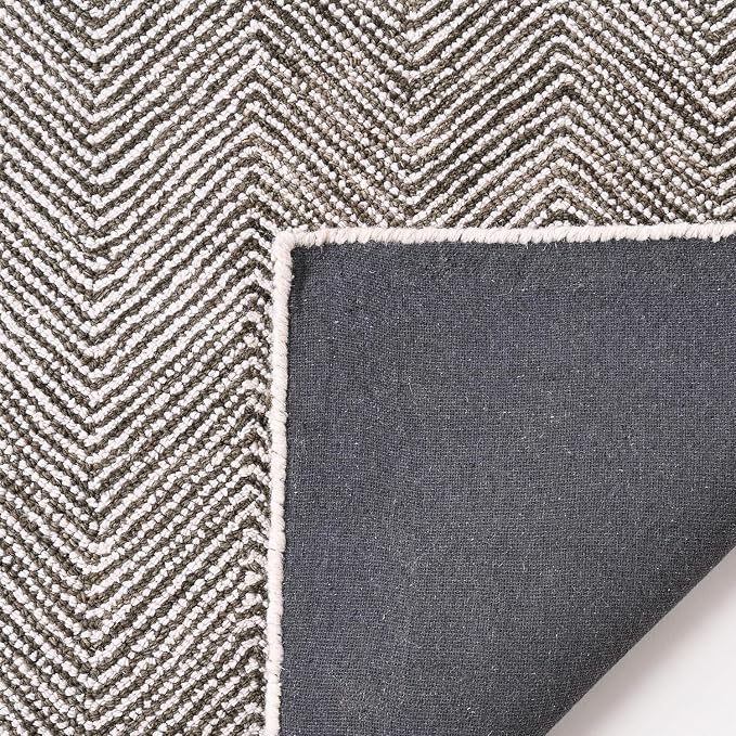 Modern Herringbone Chevron Collection Handcrafted Wool Area Rug - Image 5