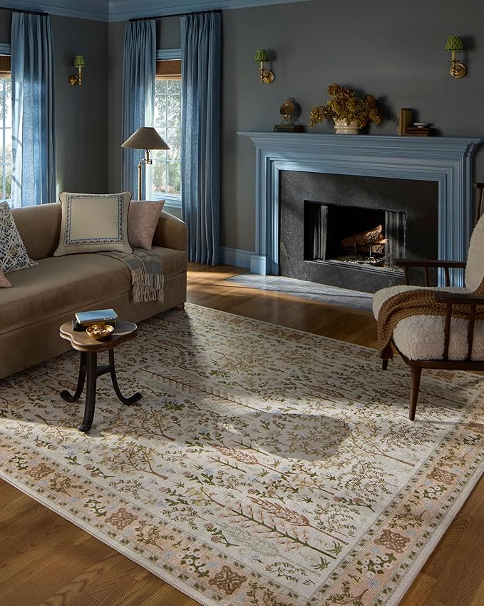 Loloi Rifle Paper Co. Canopy Collection CNP-01 Cream 2'-6" x 7'-6" Runner Rug by Loloi