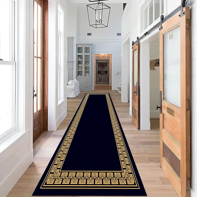 Modern Geometric Meandering Throw Carpet Runner - Image 2