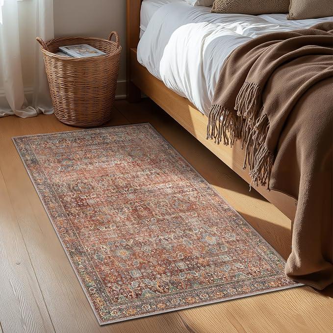 GENIMO 2x3 Area Rugs for Living Room, Machine Washable Non Slip Vintage Rugs - Image 3