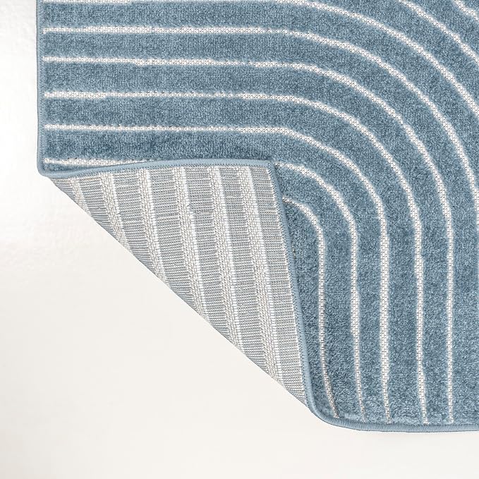 JONATHAN Y Hallie High-Low Curve Dark Blue/Cream 5x8 Indoor/Outdoor Area Rug - Image 4