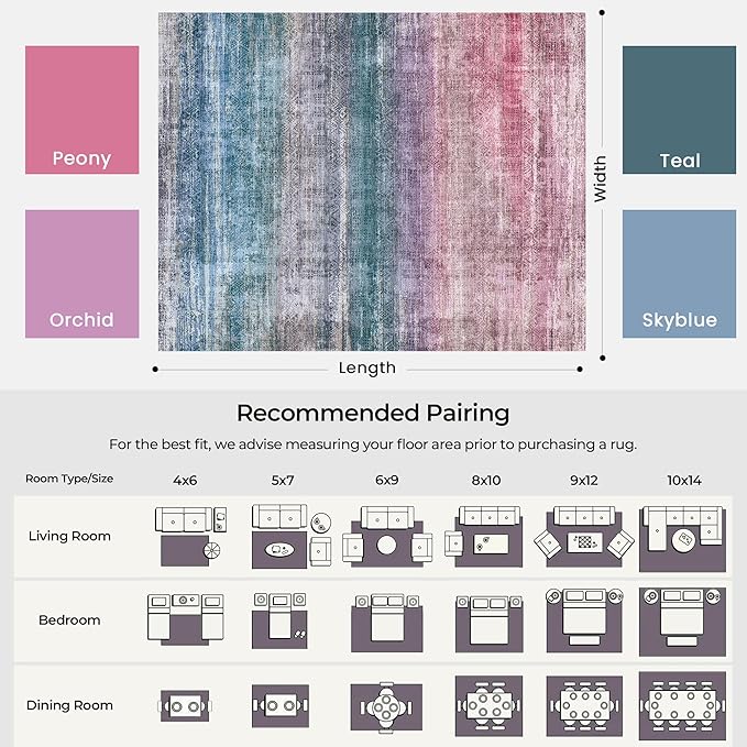 Kokia Abstract Washable Area Rug Living Room Washable 4x6 Non-Slip Stain - Image 3