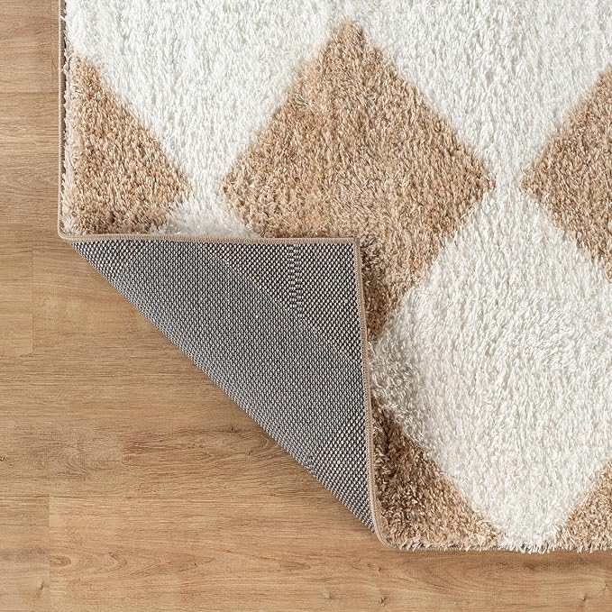 Rugshop Diamond Wave Shag Runner Rug Beige 2' 3" x 8' Perfect - Image 5