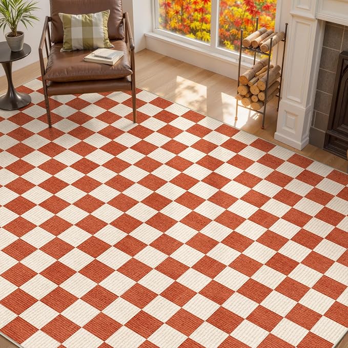 LIVEBOX 8x10 Area Rugs for Living Room, Checkered Non-Slip Washable Rugs - Image 4