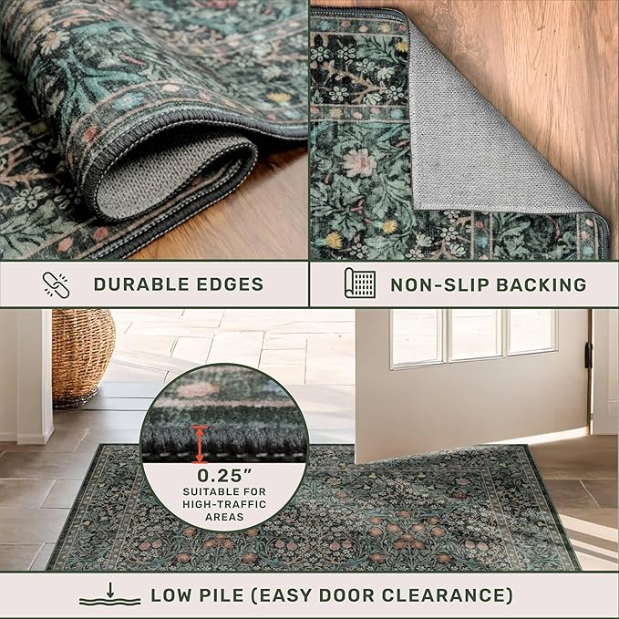Dark Green 2'6" x 10' Runners for Wide Hallways Non Slip, Extra Long 10ft Floor - Image 5