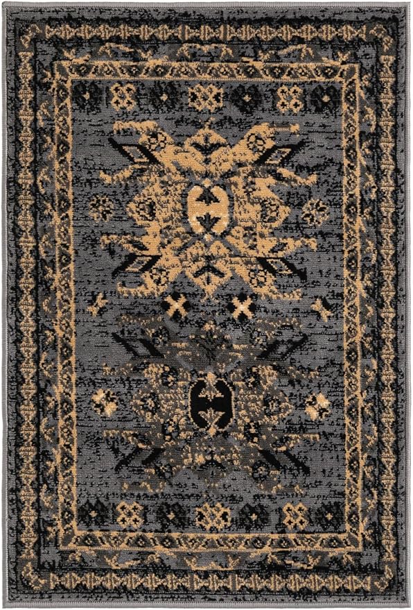 Unique Loom Taftan Collection Border Geometric Tribal Inspired Design Area Rug - Image 2
