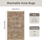 Bavni 3x5 Area Rugs for Living Room, Machine Washable Rug Non Slip, Vintage - Image 2