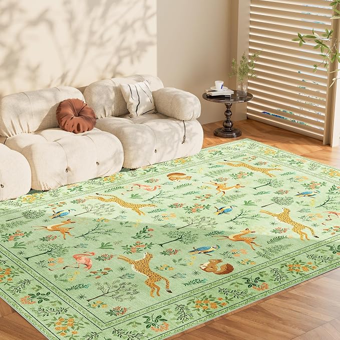 DUKINO 5x7 Rug, Washable Animal Living Room Rug - Image 8