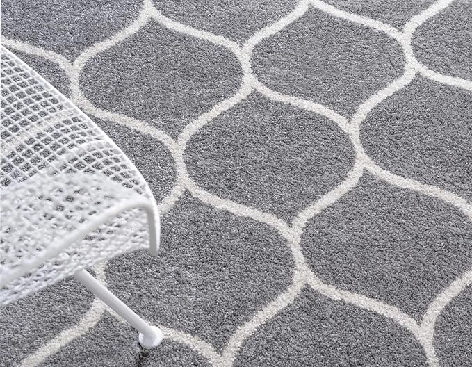 Rugs.com Lattice Frieze Collection Rug – 8' x 10' Oval Light Gray Medium Rug - Image 5