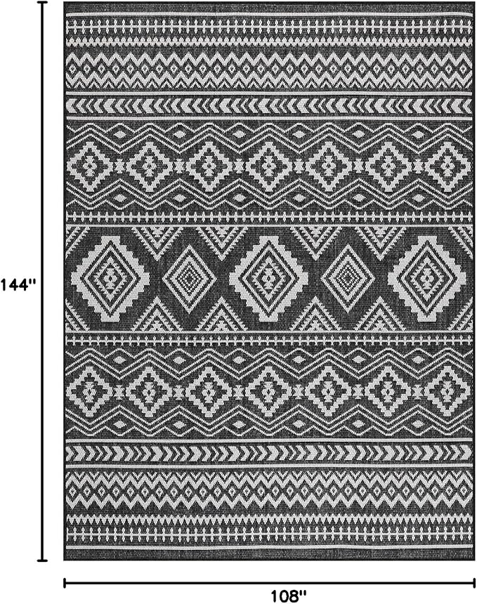 Beverly Rug Waikiki Boho Indoor Outdoor Rug 9x12, Washable Outside Carpet - Image 2