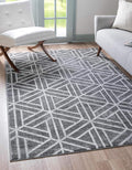 Rugs.com Lattice Trellis Collection Rug – 7' x 10' Gray Low-Pile Rug Perfect by Rugscom