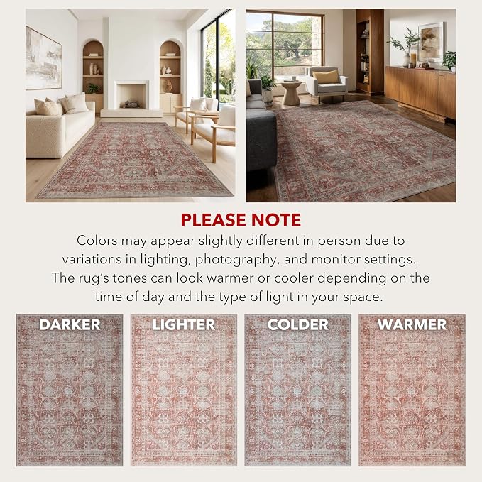 Kuden 2'6"x12 Runner Rug, Machine Washable Area Rug - Image 9