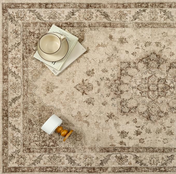 Brown Area Rug 2x3 Washable Vintage Small Carpet - Image 5