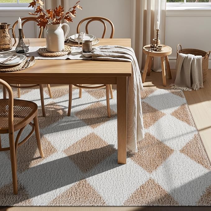 Rugshop Diamond Wave Shag Area Rug Beige 7' 10" x 10' Perfect - Image 9