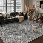 HUGEAR Retro Black Area Rug 8x10 Machine Washable Living Room Rugs Distressed - Image 3