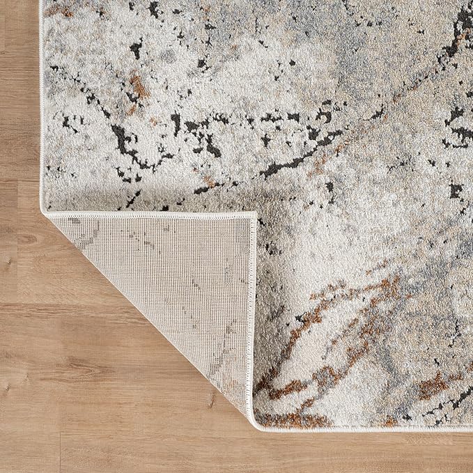 Rugshop Drifted Marble Abstract Area Rug Durable, Kid & Pet Friendly Gray - Image 5
