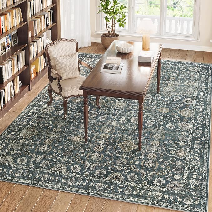 8x10 Washable Rugs for Living Room, Soft Large Rugs Blue Area Rug, Indoor - Image 3