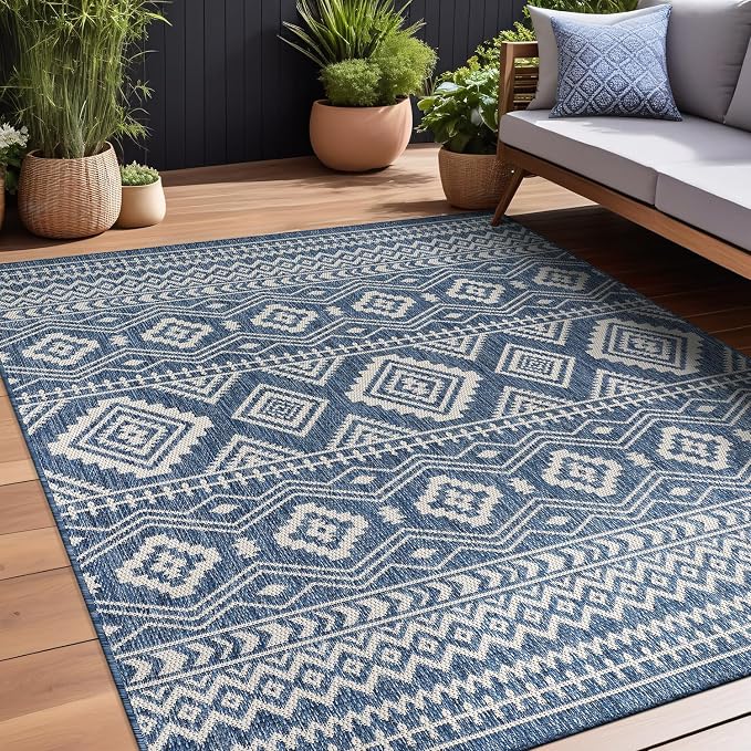 Beverly Rug Waikiki Boho Indoor Outdoor Rug 8x10, Washable Outside Carpet by BeverlyRug