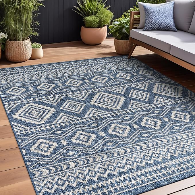 Beverly Rug Waikiki Boho Indoor Outdoor Rug 9x12, Washable Outside Carpet by BeverlyRug