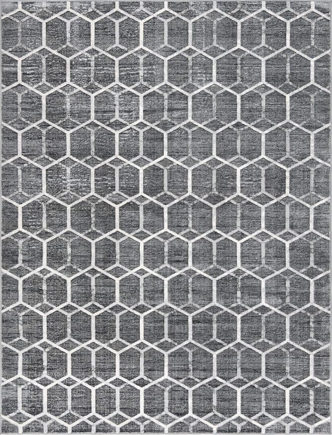 Rugs.com Lattice Trellis Collection Rug – 9' x 12' Gray Low-Pile Rug Perfect - Image 2