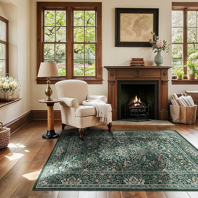 3x5 Floral Washable Area Rug for Living Room, Vintage Boho Rugs for Bedroom - Image 2