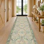 10 ft Long Sage Runner Rugs for Hallways by HazoHaus