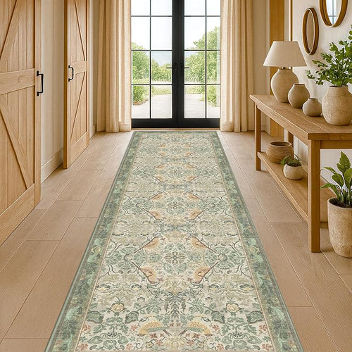 10 ft Long Sage Runner Rugs for Hallways by HazoHaus