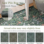 3x5 Washable Area Rug Floral Green Entryway Small Rug Vintage Forest Low Pile - Image 4