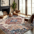 10'x14' Washable Area Rug Boho Chic Medallion Distressed Design Non-Shedding by Unknown