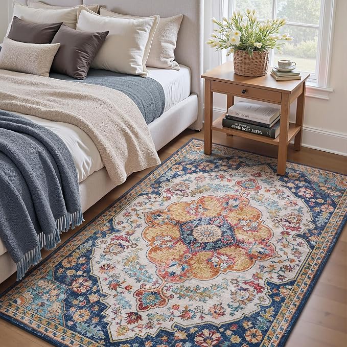 tchdio 3x5 Bedroom Area Rug, Non Slip Washable Entryway Rug Indoor, Soft Low by Tchdio