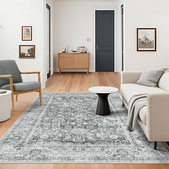 Area Rugs 5x7 - Grey Area Rug for Living Room, Bedroom & Dining Room - Soft by Deerly
