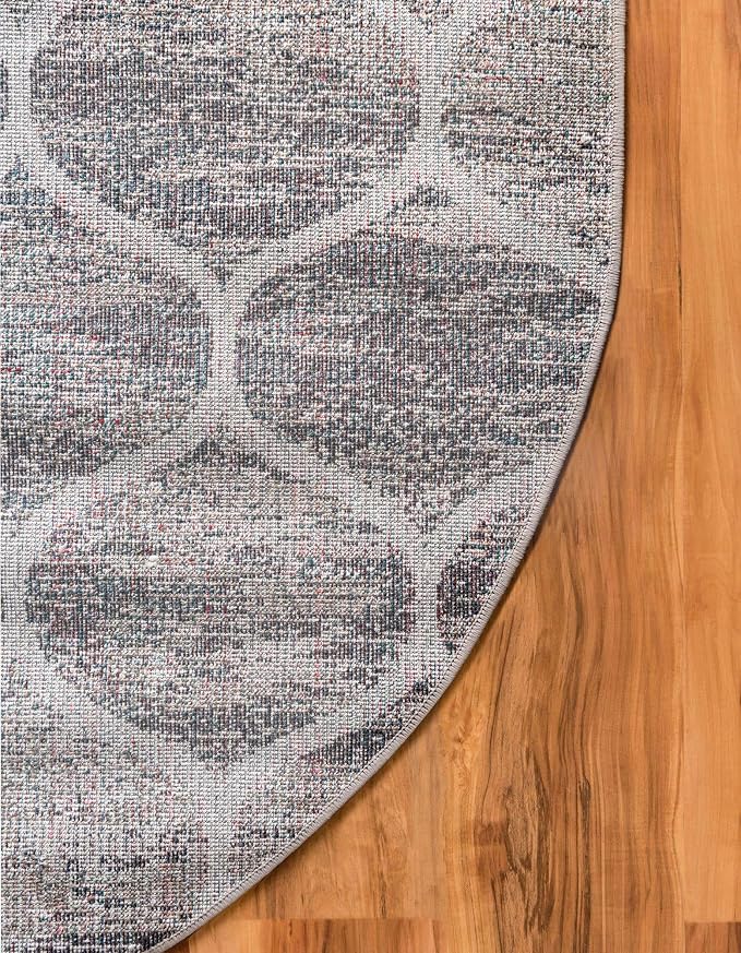 Rugs.com Lattice Frieze Collection Rug – 6' x 9' Oval Blue Multi Medium Rug - Image 9