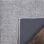 Hand-Tufted 100% Wool Pile Area Rug – Geometric Textured Grid Check Pattern – - Image 4