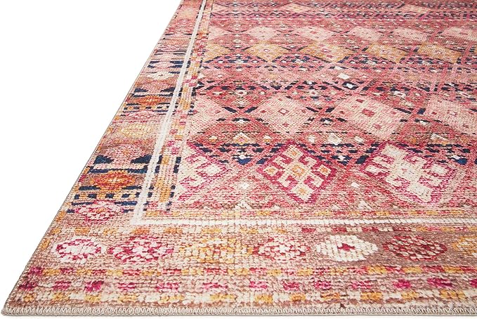 Loloi Layla Collection LAY-15 Magenta/Multi 2'-0" x 5'-0" .13" Thick Accent Rug - Image 2