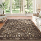 9x12 Area Rug for Living Room, Soft Large Rugs Brown Washable Rugs, Indoor by ARKIIKI
