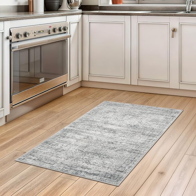 2x3 Washable Rugs for Kitchen, Powder Room Small Area Rug Non-Slip Vintage Low - Image 3