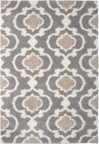 Rugshop Cozy Moroccan Trellis Indoor Shag Area Rug 6'6"X 9' Gray/Cream - Image 3