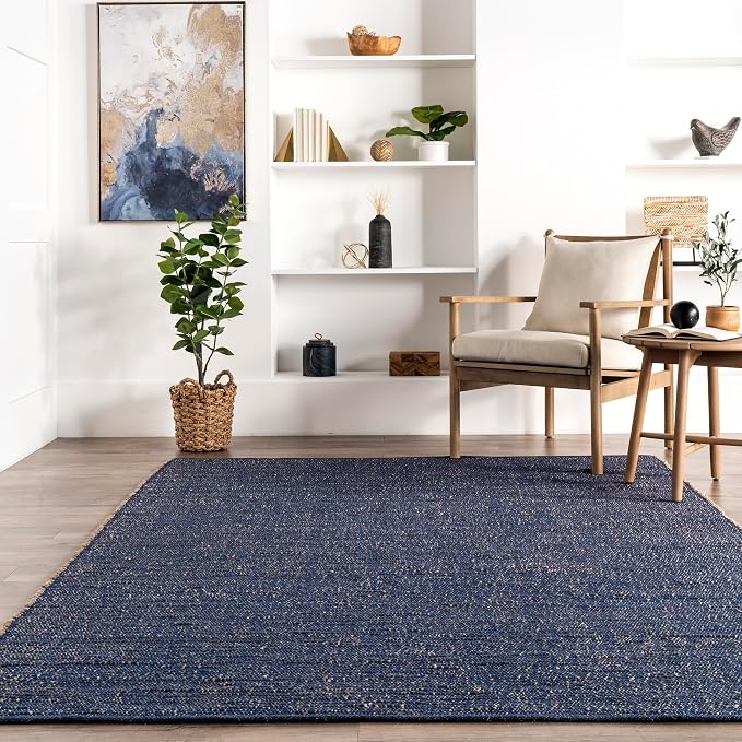 nuLOOM 6x9 Elfriede Jute & Cotton Hand Woven Area Rug, Solid Rustic Farmhouse - Image 6