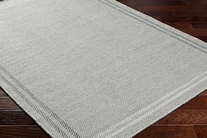 Mark&Day Wool Rugs, 2x3 Janmichael Solid and Border Gray/Black Area Rug - Image 4