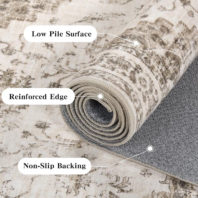 9x12 Vintage Washable Area Rugs Boho Medallion Large Distressed Retro Accent - Image 6