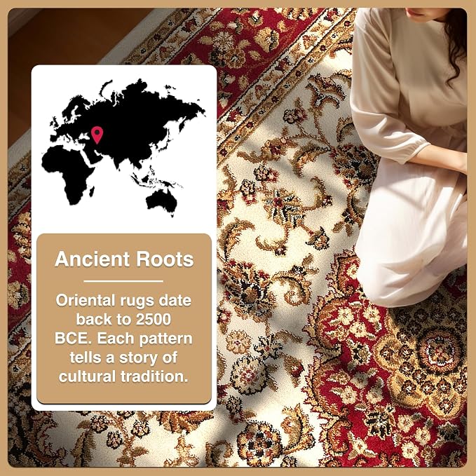 Well Woven Barclay Collection Medallion Kashan Ivory 8x10 Area Rug - Image 8