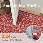 Christmas Runner Rug 2x6 Red Washable Hallway Carpet Retro Floral Holiday - Image 2