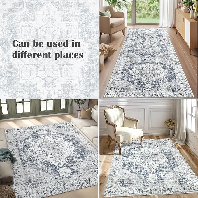 jinchan Kelda Area Rug 3x5 Washable Entryway Rug Vintage Indoor Doormat - Image 5