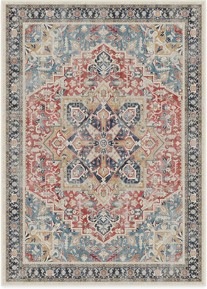RUGGABLE Washable Vintage Area Rug – Kamran Cayenne Red 10x14, Stain-Resistant - Image 3
