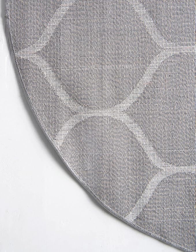Rugs.com Lattice Frieze Collection Rug – 6' Round Light Gray Medium Rug Perfect - Image 9