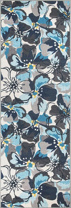 Rugshop Gray Large Floral Non-Slip Runner Rug Fade Resistant - Image 3