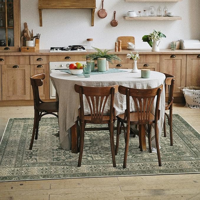 Vintage Washable Area Rug for Living Room, Low Pile 6x9 Non Slip Carpet - Image 5